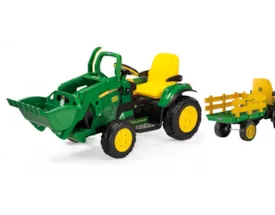 12V PEG PEREGO John Deere Ground Loader Elektro Kindertraktor mit Anhänger und 2 Akkus